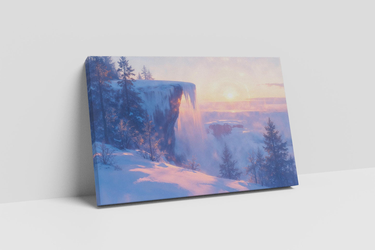 Frozen Dawn Winter Cliffside Wall Art Home Gift Eco Leather Print Floor