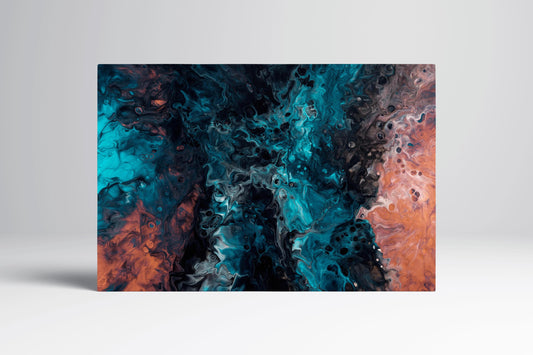 Abstract Modern Blue and Orange Eco Leather Wall Art Frame