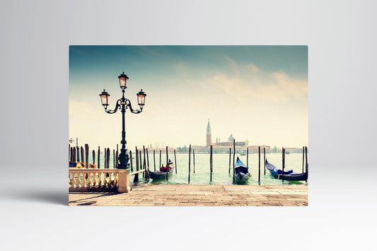 Venice Grand Canal Gondola Vegan Leather Wall Art Luxury Italy Landscape Decor