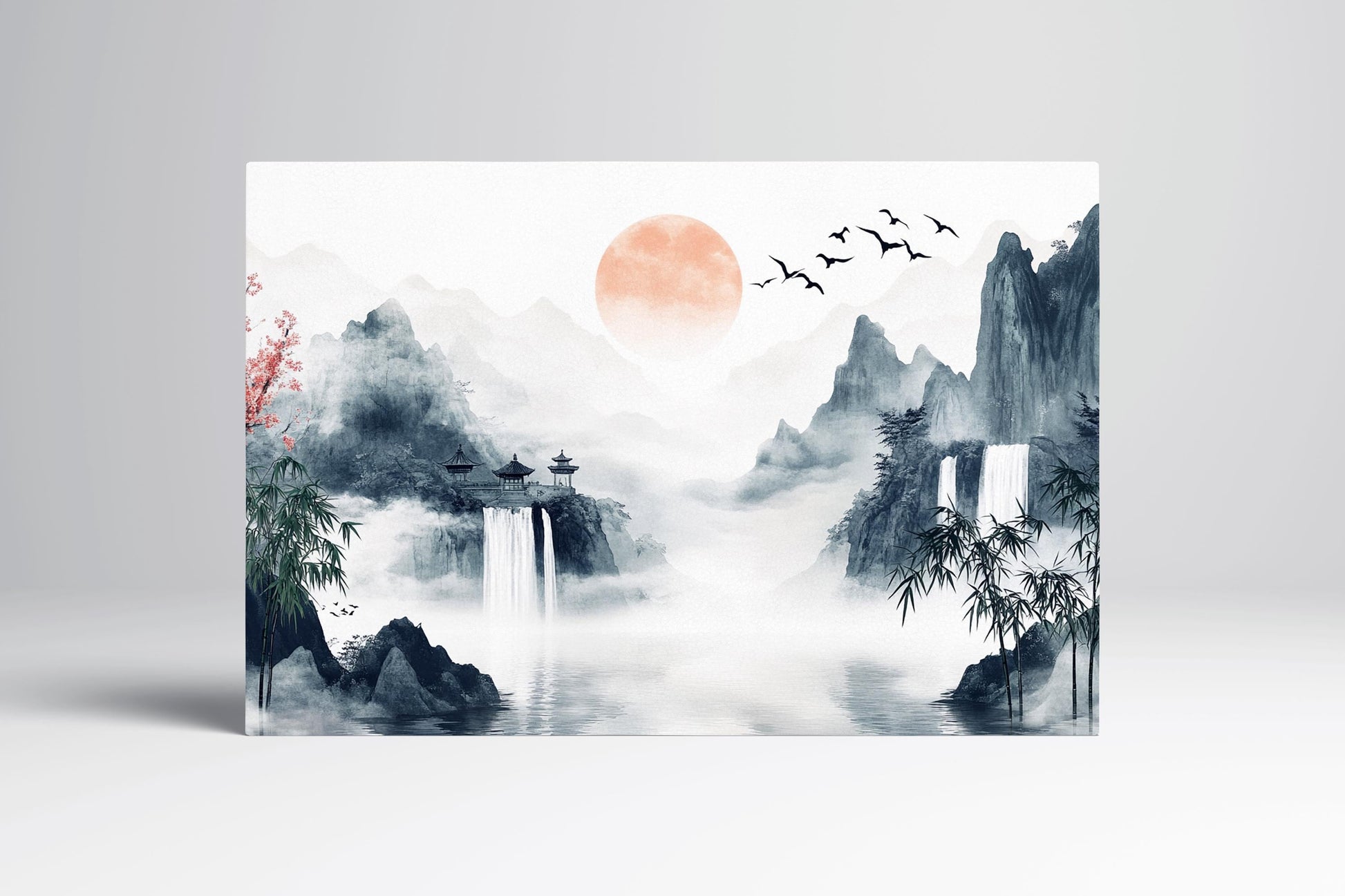 Mystic Waterfalls Eco Leather Wall Art Single Frame