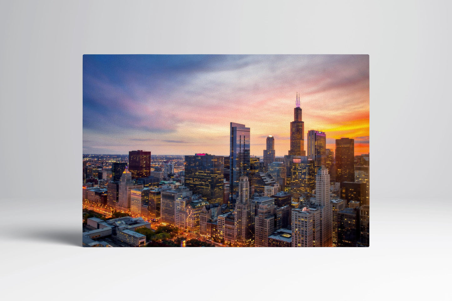 Chicago Millennium Park at Sunset Eco Leather Wall Art Frame