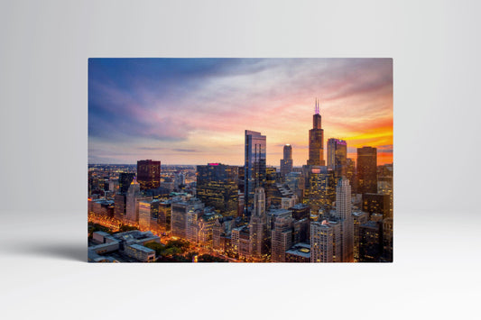 Chicago Millennium Park at Sunset Eco Leather Wall Art Frame