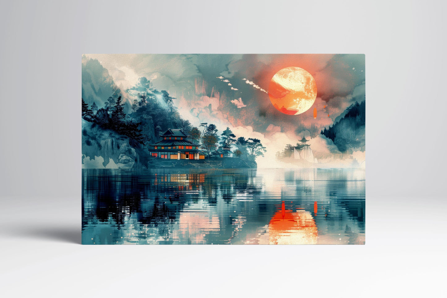 Crimson Moon Anime Eco Leather Wall Art Frame
