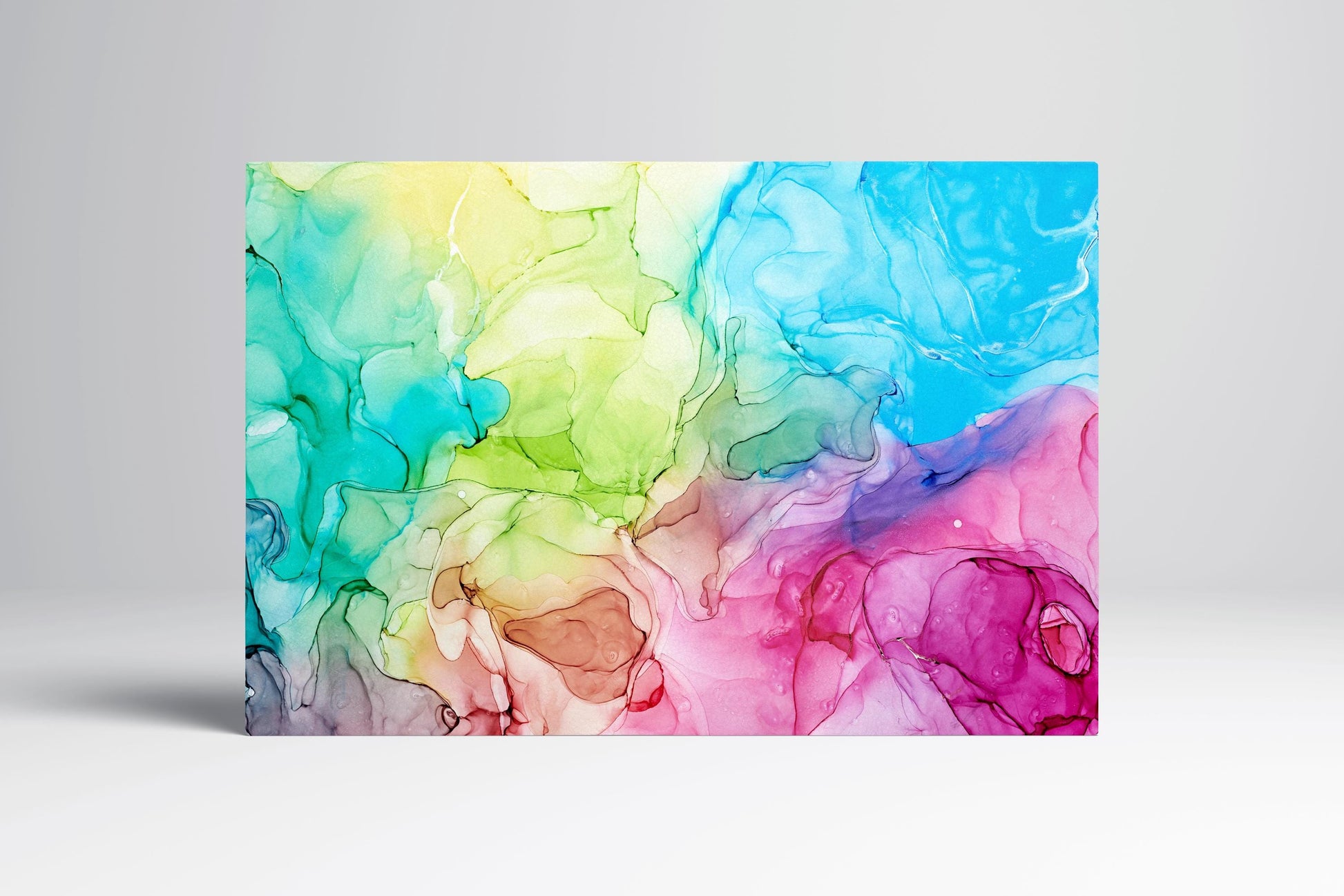 Abstract Watercolor Vegan Leather Wall Art Luxury Modern Fluid Gallery Wrap