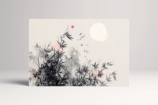 Zen Bamboo Breeze Chinese Ink Art PETA Approved Eco Leather Canvas Single Panel