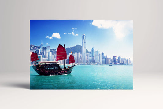 Hong Kong Harbour Junk Boat PETA Approved Eco Leather Canvas Single Art