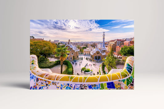 Barcelona Park Guell Gaudi Skyline PETA Approved Eco Leather Single Art