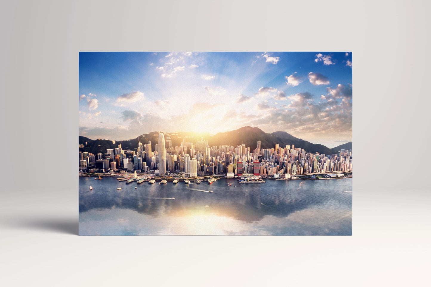 Hong Kong Skyline PETA Approved Eco Leather Canvas Wall Art