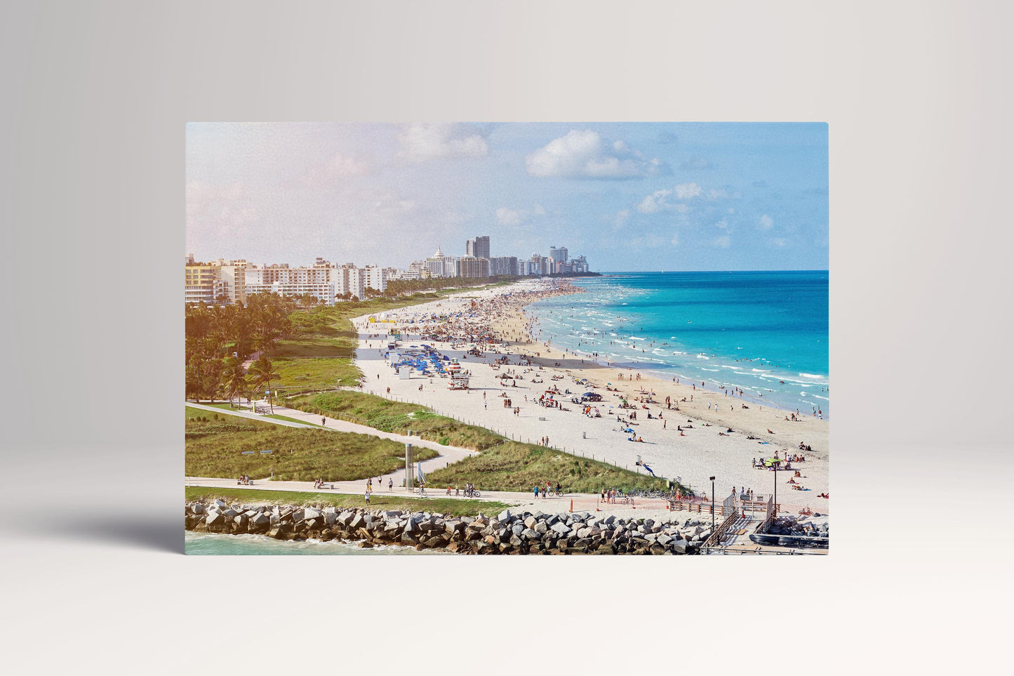Miami Beach Aerial PETA Approved Eco Leather Canvas Wall Art