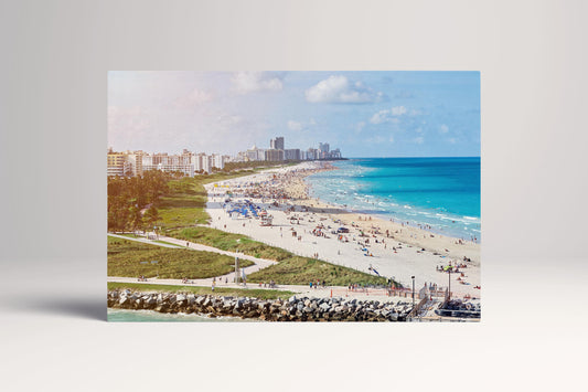 Miami Beach Aerial PETA Approved Eco Leather Canvas Wall Art