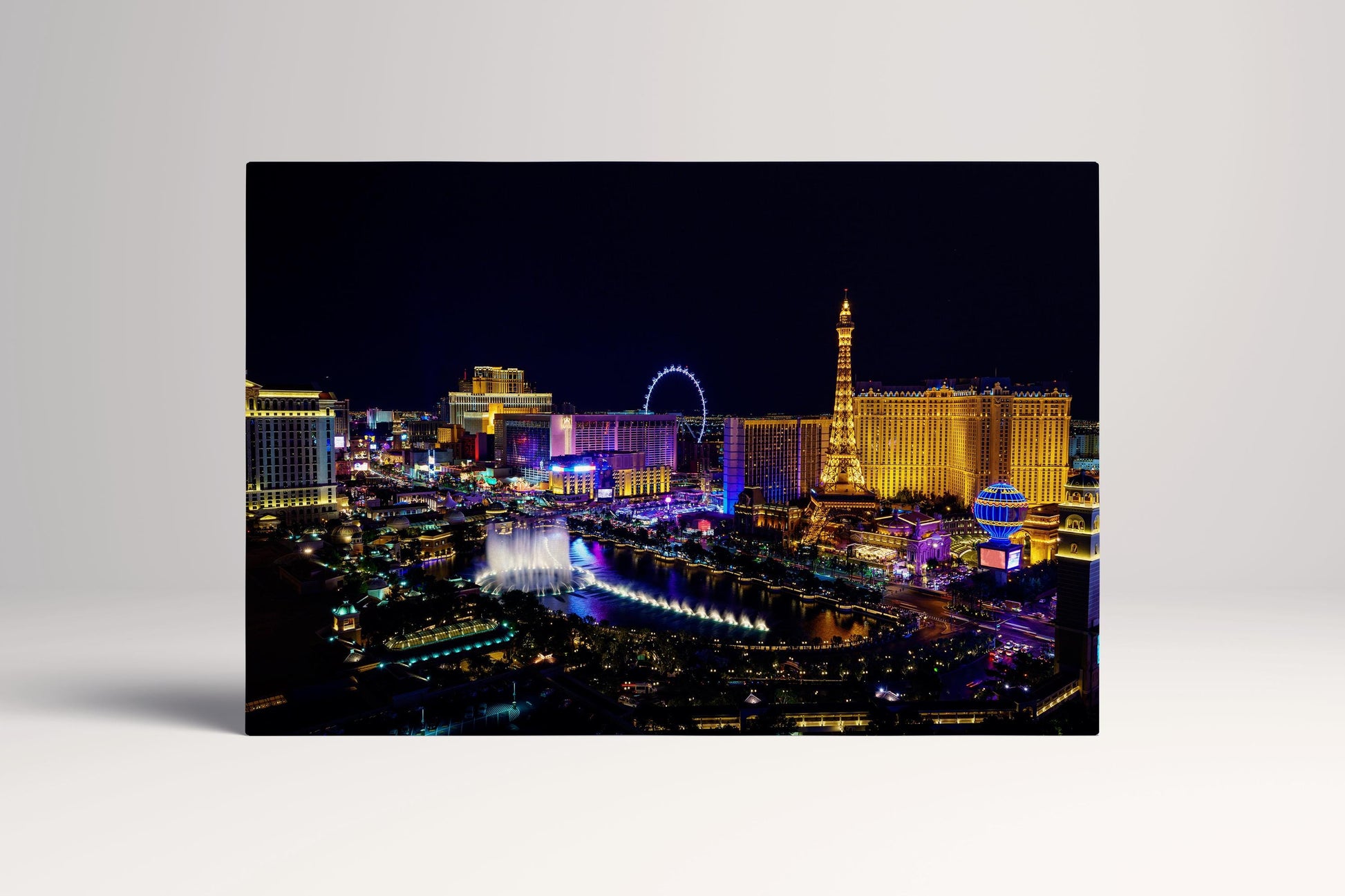 Las Vegas Strip Night PETA Approved Eco Leather Canvas Wall Art