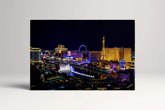 Las Vegas Strip Night PETA Approved Eco Leather Canvas Wall Art