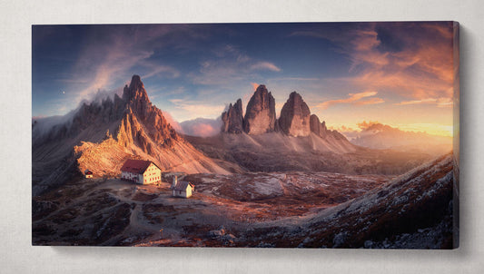 Tre Cime di Lavaredo Italian Mountain Eco Leather Wall Art Frame 3D