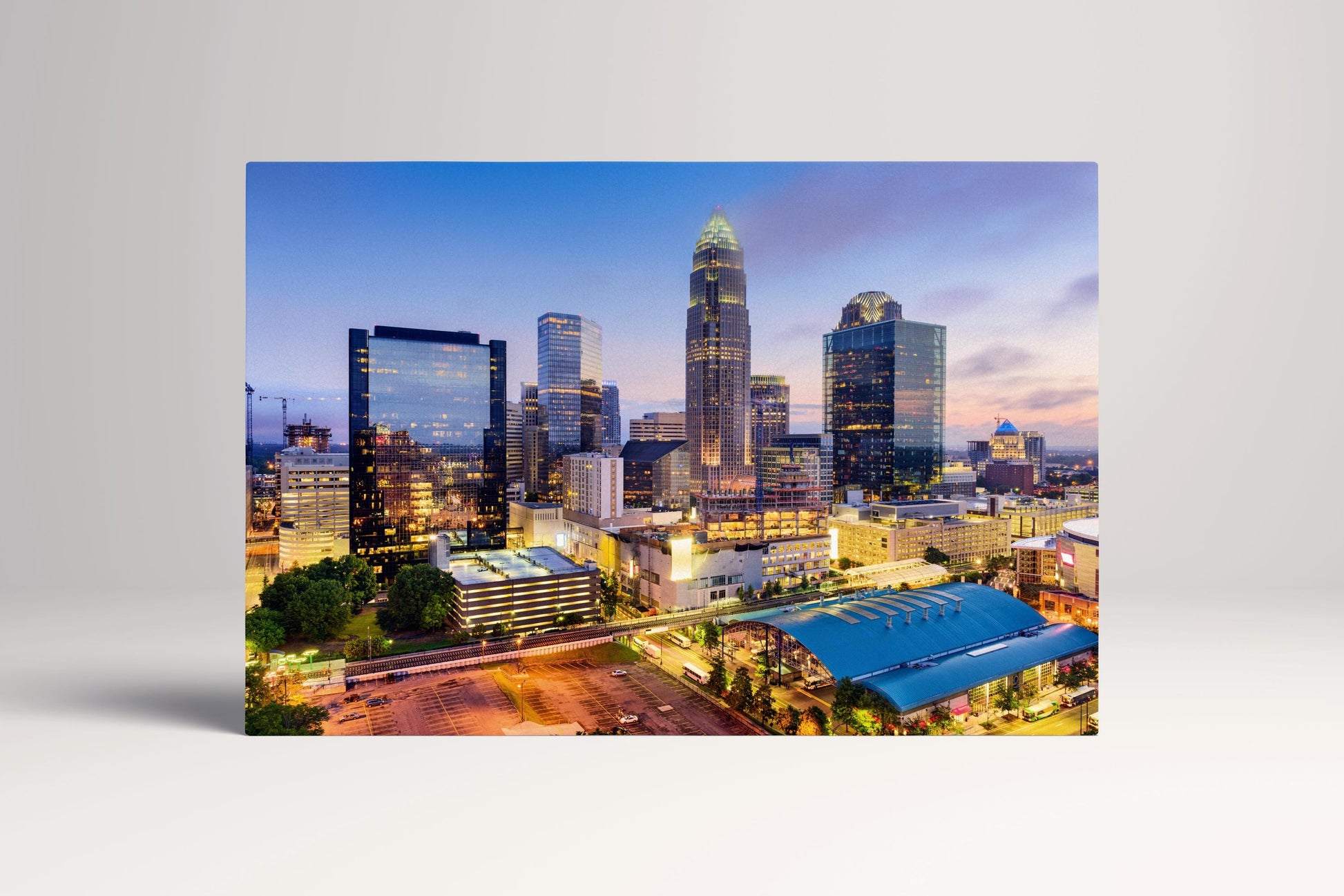 Charlotte North Carolina Skyline PETA Approved Eco Leather Canvas Single Frame