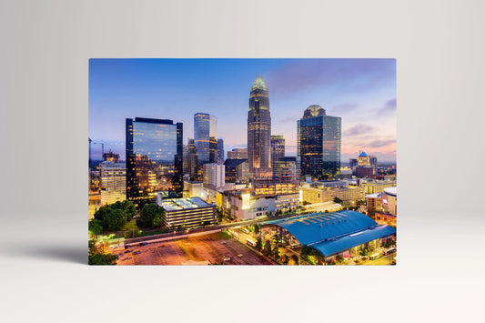Charlotte North Carolina Skyline PETA Approved Eco Leather Canvas Single Frame