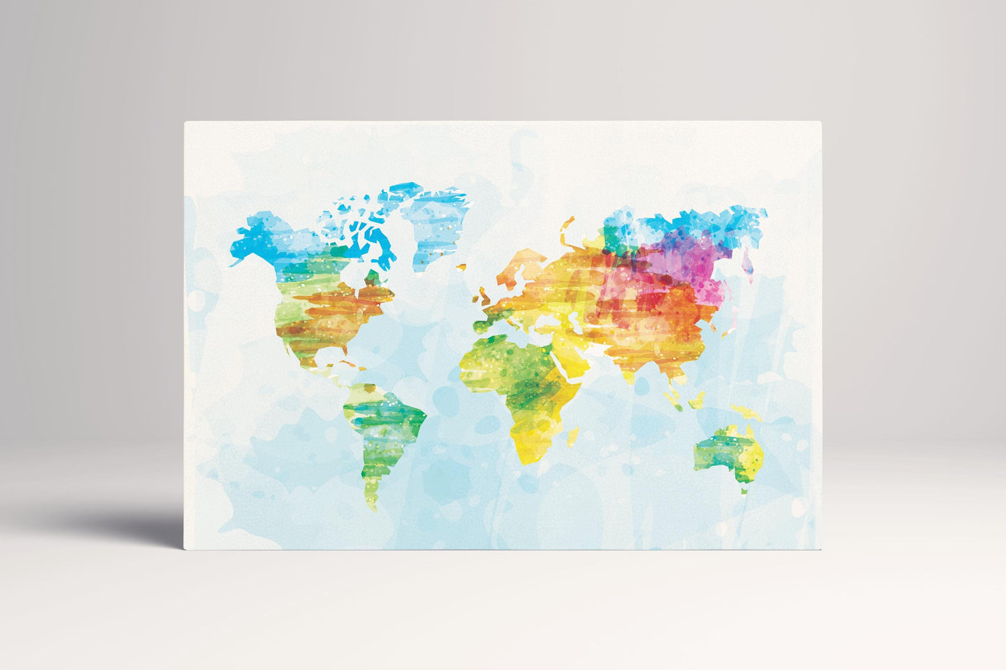 Color Sketch World Map Art PETA Approved Eco Leather Canvas Single Panel Art