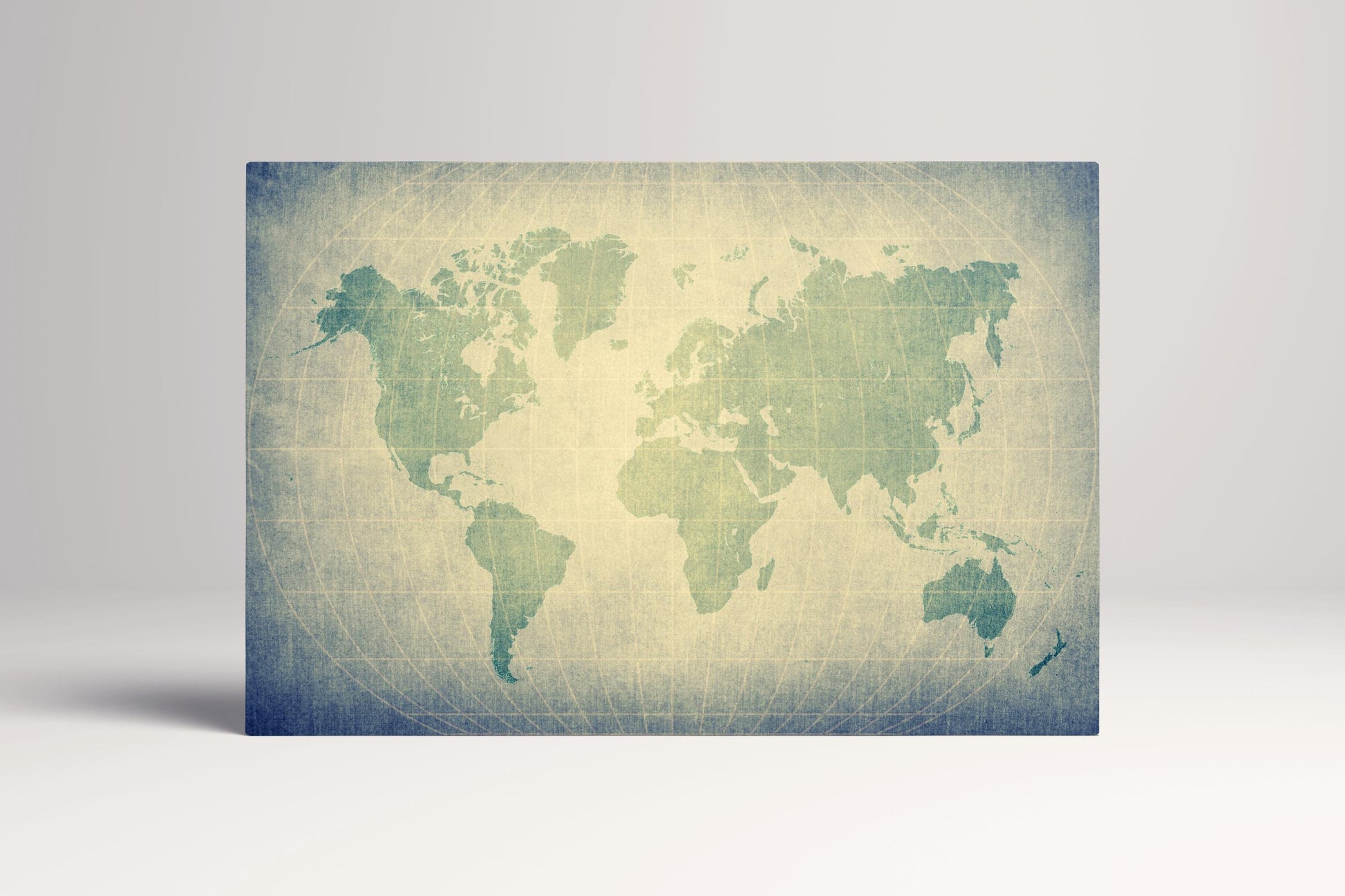 Retro World Map Vintage Style PETA Approved Eco Leather Canvas Single Panel Art