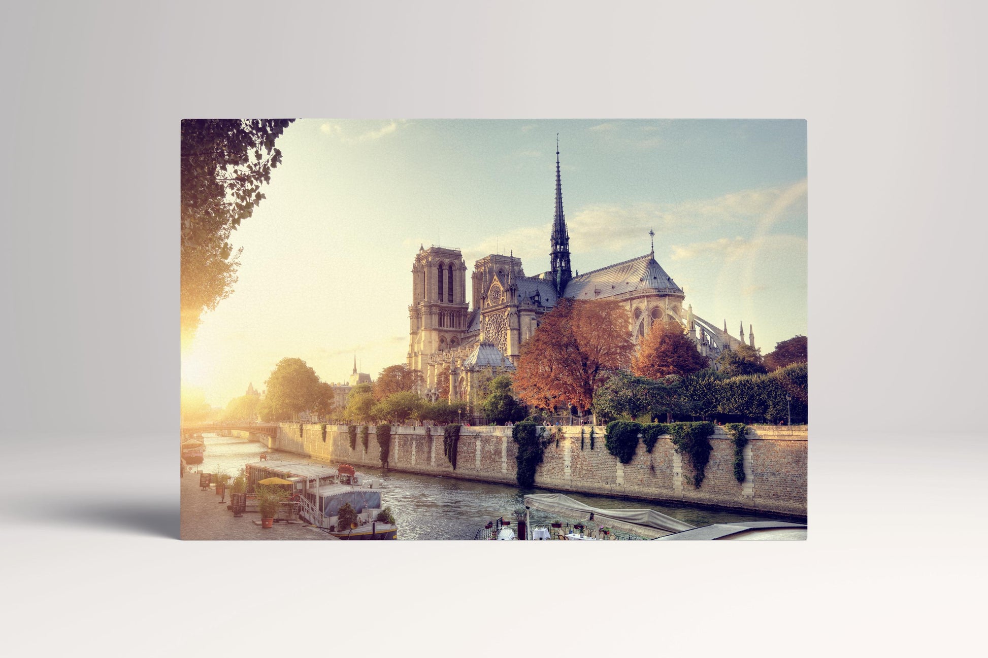 Notre Dame Cathedral Paris Sunrise PETA Approved Eco Leather Canvas Wall Art