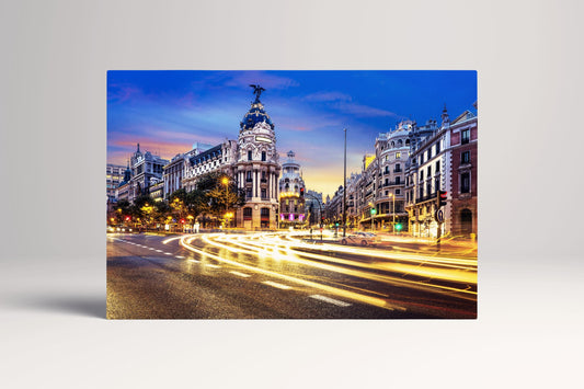 Madrid Gran Via Spain Cityscape PETA Approved Eco Leather Single Wall Art