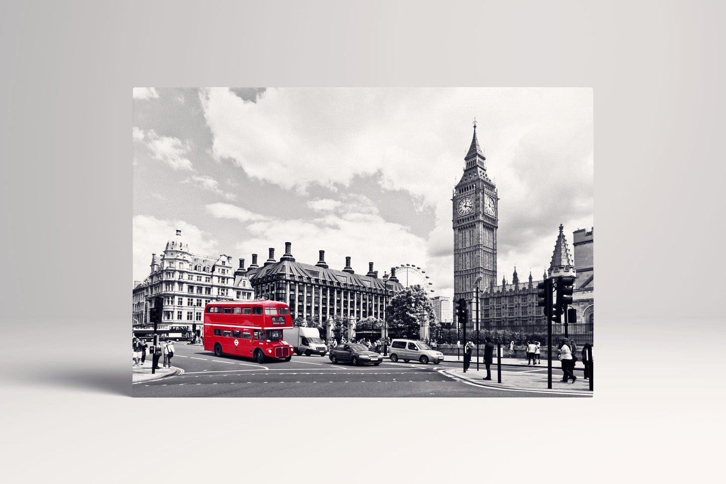 London Black White Red Bus Big Ben PETA Approved Eco Leather Art
