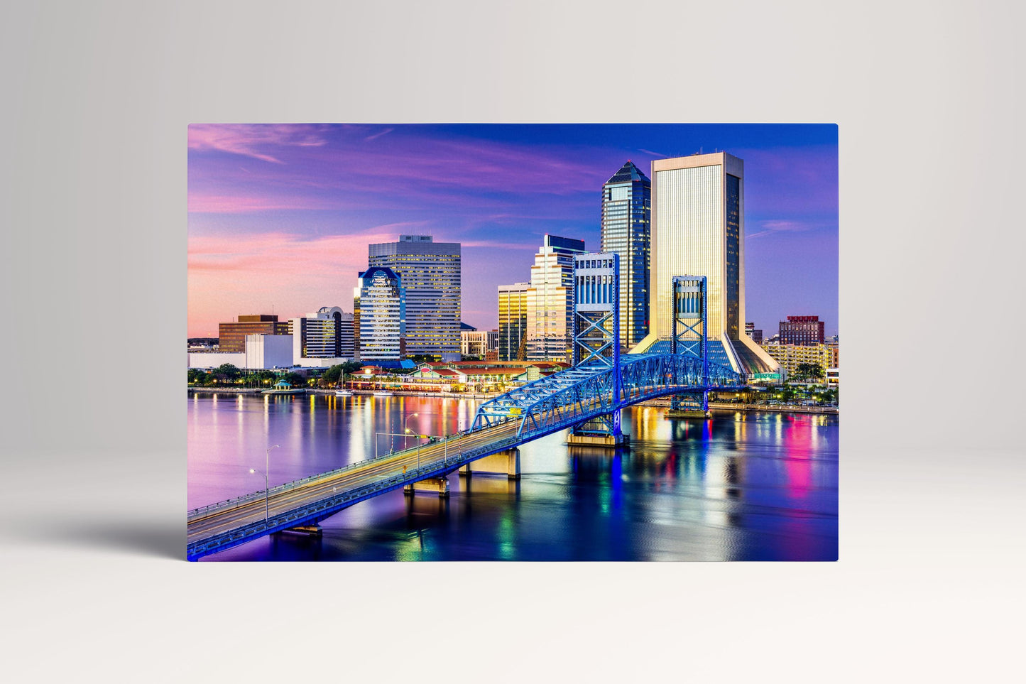 Jacksonville Florida Skyline River St Johns PETA Approved Eco Leather Single Art