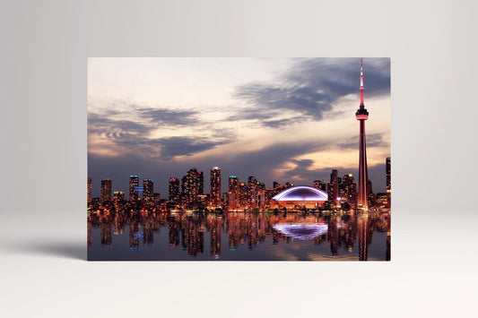 Toronto Skyline Canada CN Tower PETA Approved Eco Leather Single Panel Wall Art