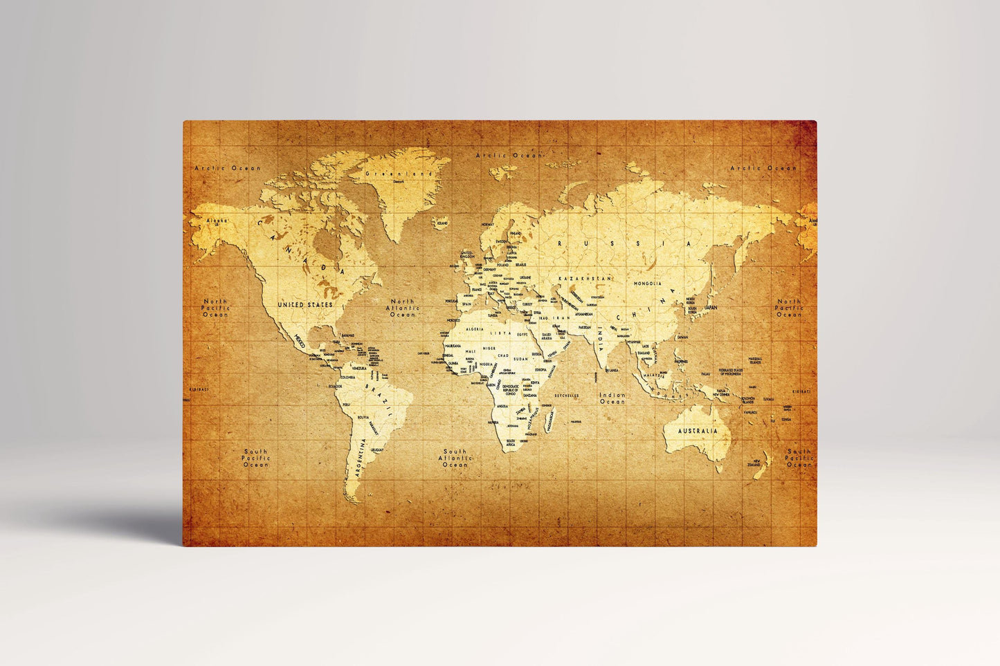 Old World Map Antique Cartography PETA Approved Eco Leather Single Panel Wall Art