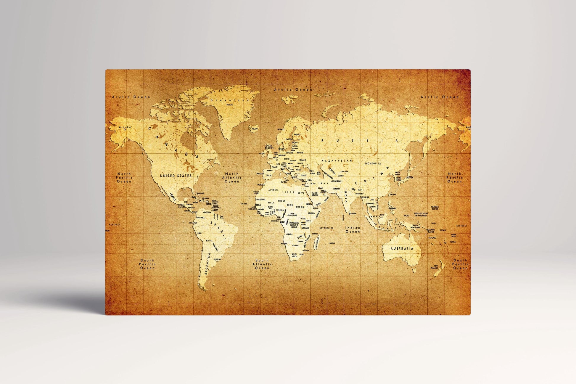 Old World Map Antique Cartography PETA Approved Eco Leather Single Panel Wall Art