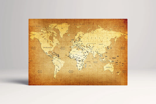 Old World Map Antique Cartography PETA Approved Eco Leather Single Panel Wall Art