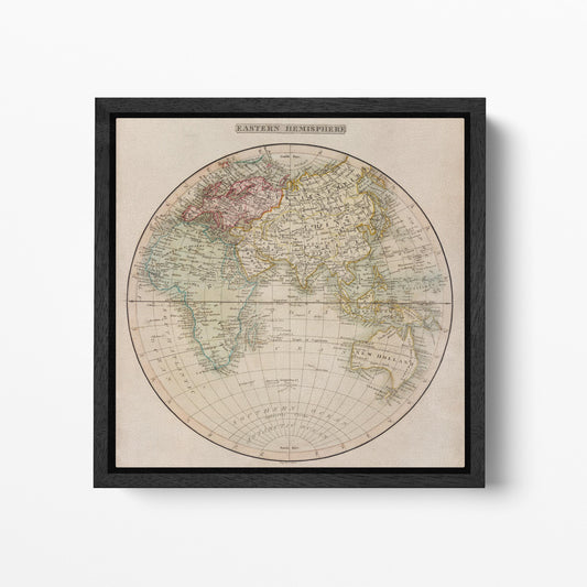 1808 Eastern Hemisphere Antique Map Black Floating Frame