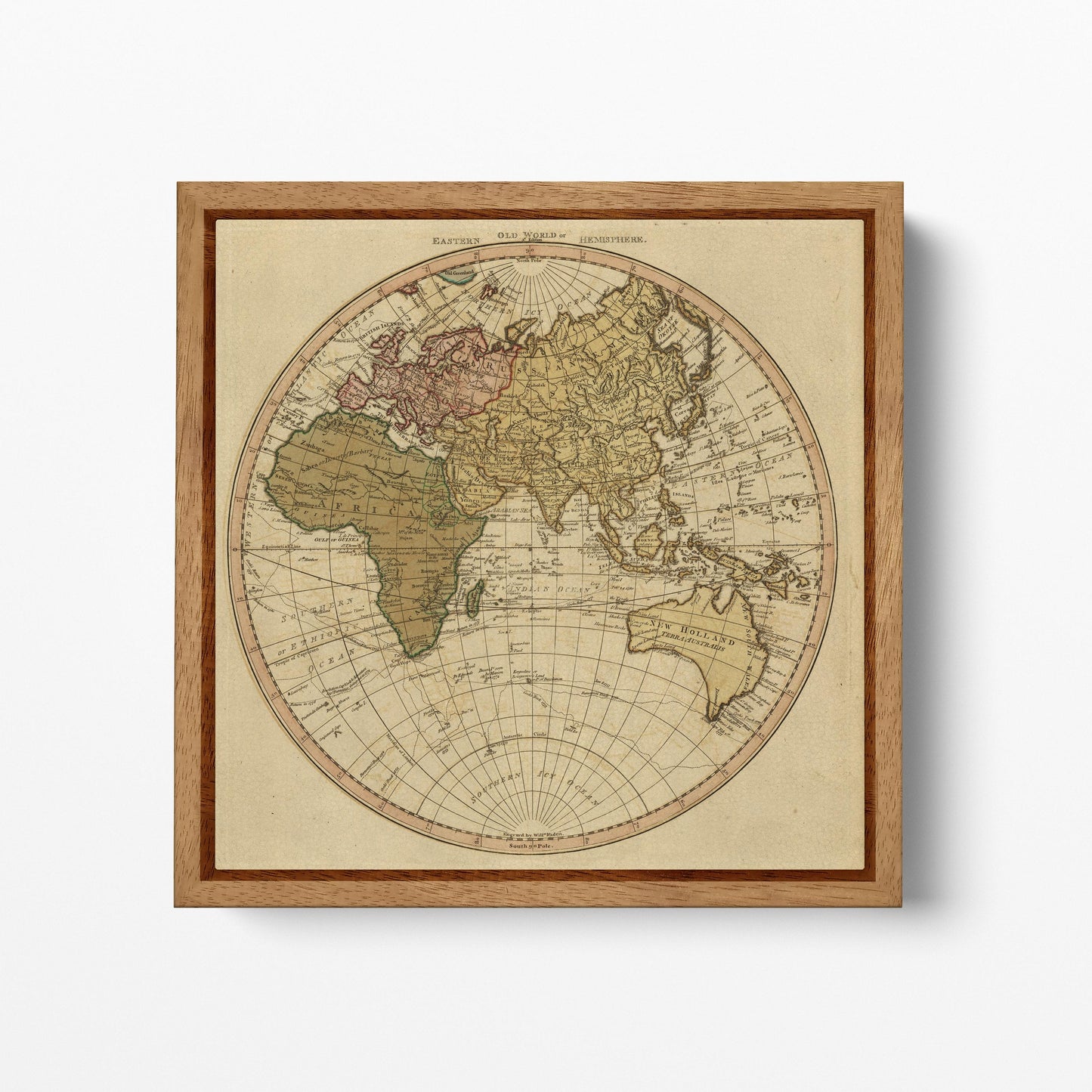 1786 Eastern Old World Hemisphere Map — William Faden, Geographer to the King Wall Art Eco-Leather