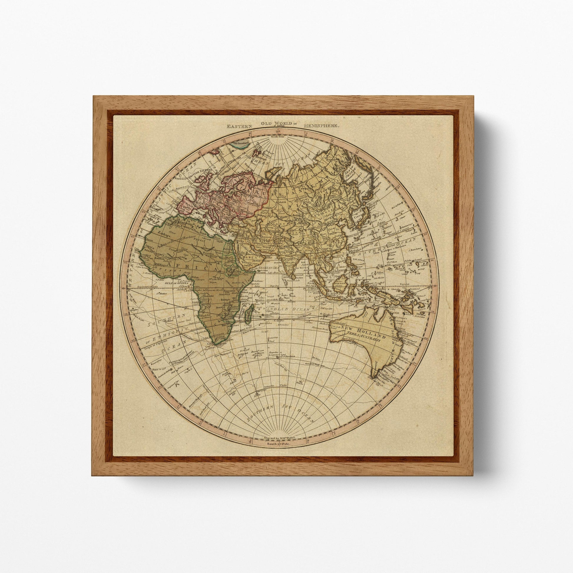 1786 Eastern Old World Hemisphere Map — William Faden, Geographer to the King Wall Art Eco-Leather