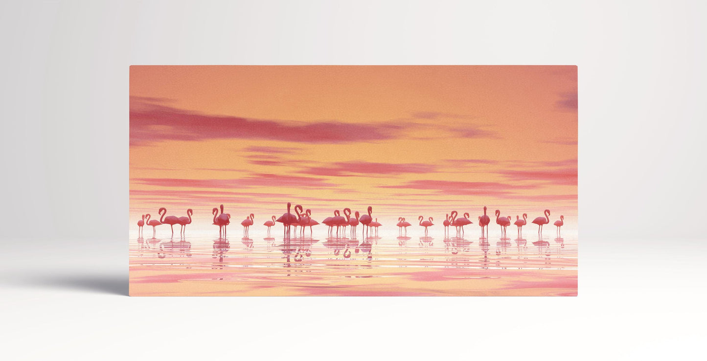 Pink Flamingo Tropical Wall Art PETA Approved Eco Leather Single Canvas Print