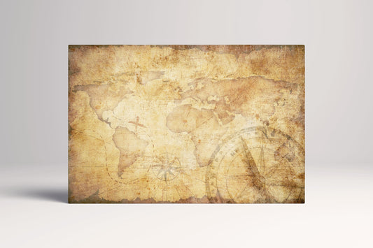 Aged Treasure Map Pirate Scroll PETA Approved Eco Leather Single Panel Wall Art
