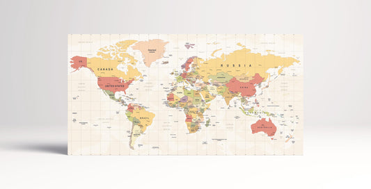 Push Pin World Map Travel Lover Gift PETA Approved Eco Leather Single Art