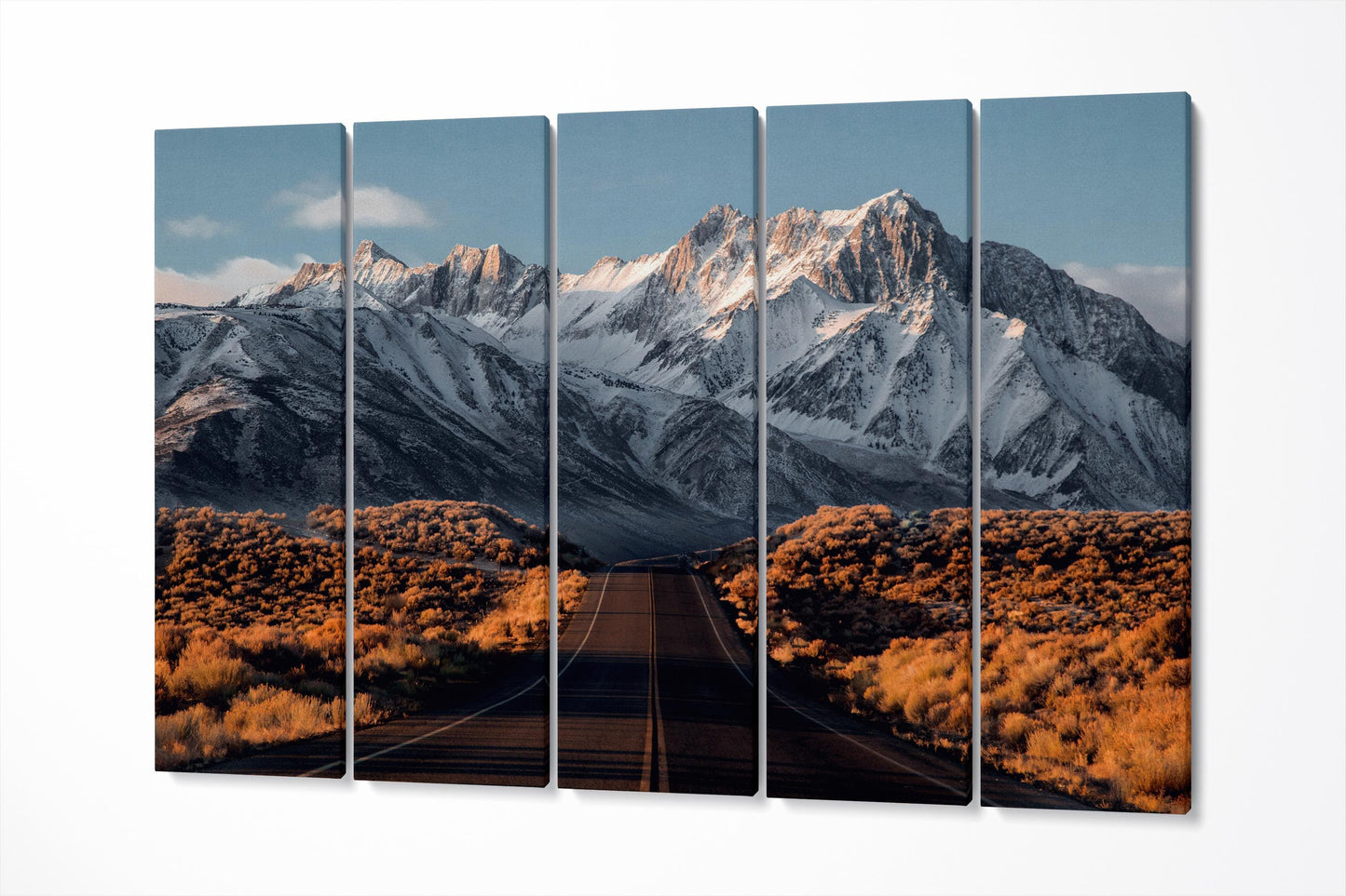 Sierra Nevada Mountain Road Eco Leather Wall Art Framed Gallery Wrap 5 Panels