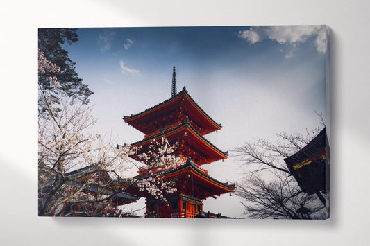 Chureito Pagoda Fujiyoshida Print, Japanese Sakura Wall Art on PETA Approved Eco Leather Single 3D