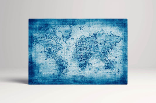 Blue Ancient World Map PETA Approved Faux Leather Wall Art Single