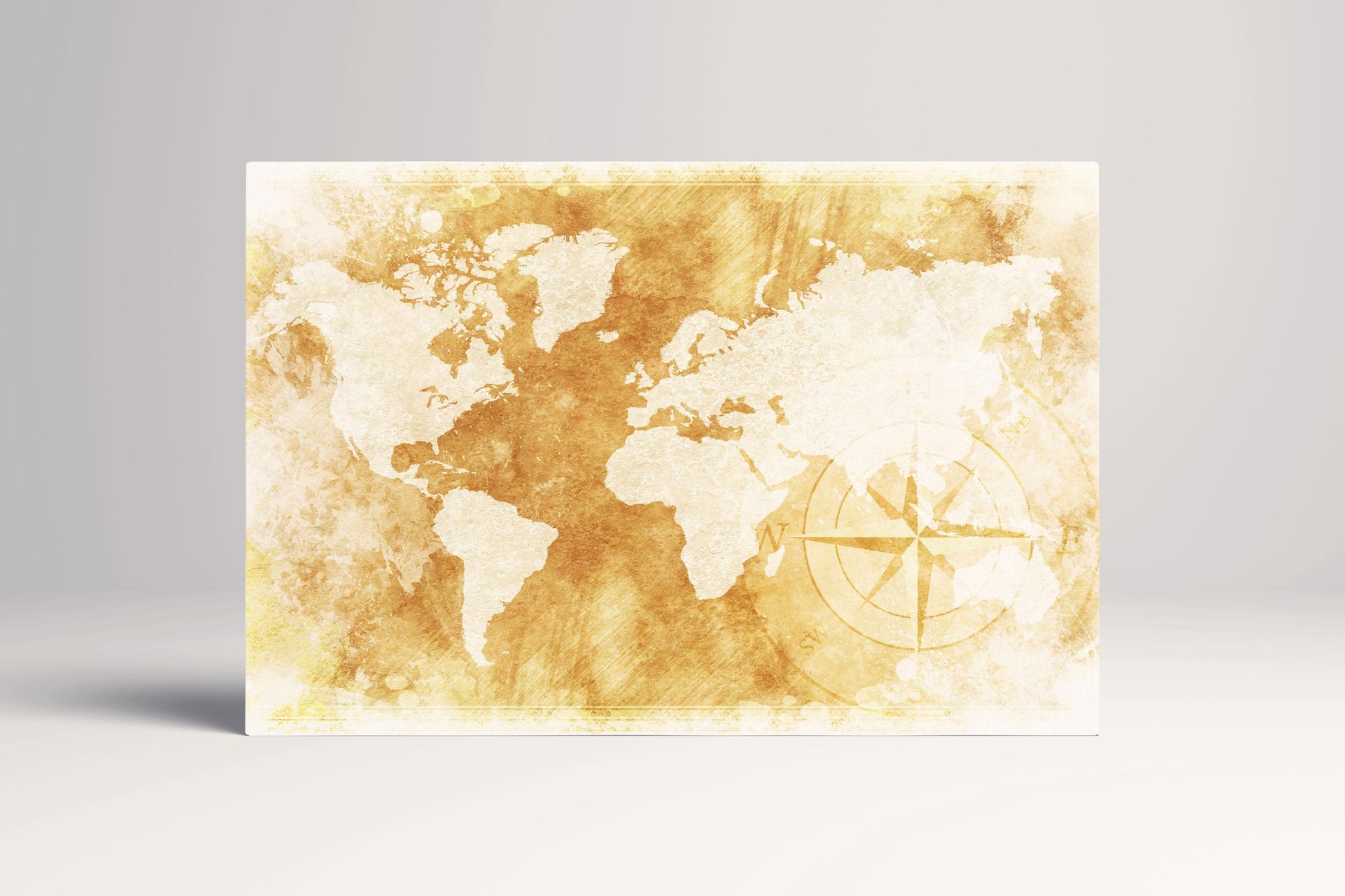 Rustic World Map PETA Approved Faux Leather Wall Art Single