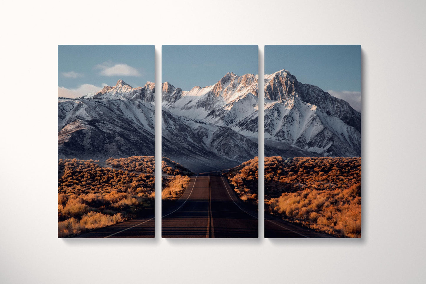 Sierra Nevada Mountain Road Eco Leather Wall Art Framed Gallery Wrap Tryptich