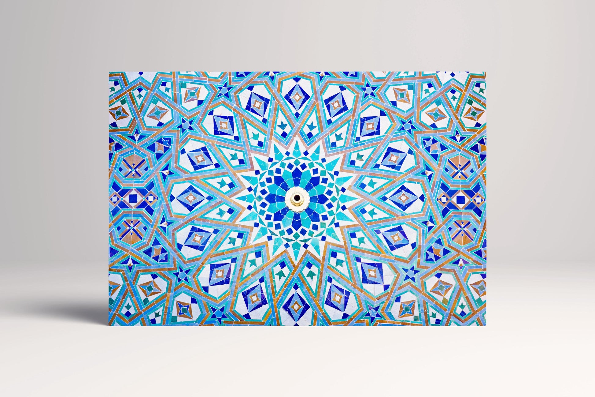 Oriental Mosaic Vegan Leather Print: Geometric Wall Art, Made in Italy Single Panel