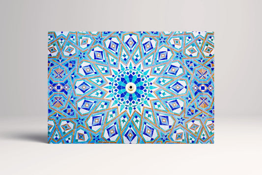 Oriental Mosaic Vegan Leather Print: Geometric Wall Art, Made in Italy Single Panel