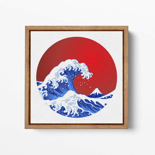 The Great Wave Off Kanagawa Japanese Wave Square Wood Frame Canvas Wall Art Leather Print