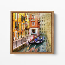Charger l&#39;image dans la galerie, Venezia Gondole Artwork Square Wood Frame Canvas Eco Leather Print