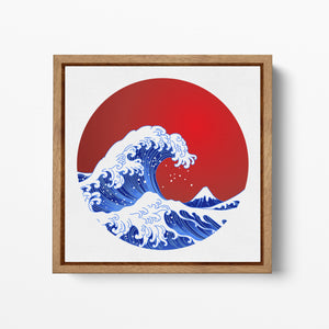 The Great Wave Off Kanagawa Japanese Wave Square Wood Frame Canvas Wall Art Leather Print