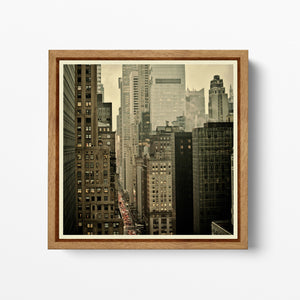 42nd Street New York Buildings Vintage Filter gerahmter Leinwand-Lederdruck