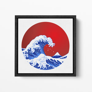 The Great Wave Off Kanagawa Japanese Wave Square Black Frame Canvas Wall Art Leather Print