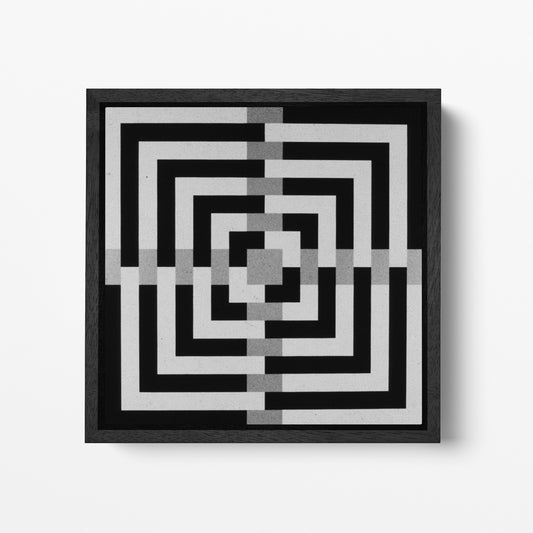 Black and white geometric framed canvas