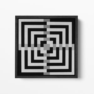 Black and white geometric framed canvas
