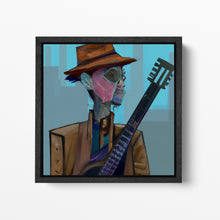 Carica l&#39;immagine nel visualizzatore di Gallery, The Old Guitarist Steam Punk Edition di Pablo Picasso stampa su ecopelle con cornice premium